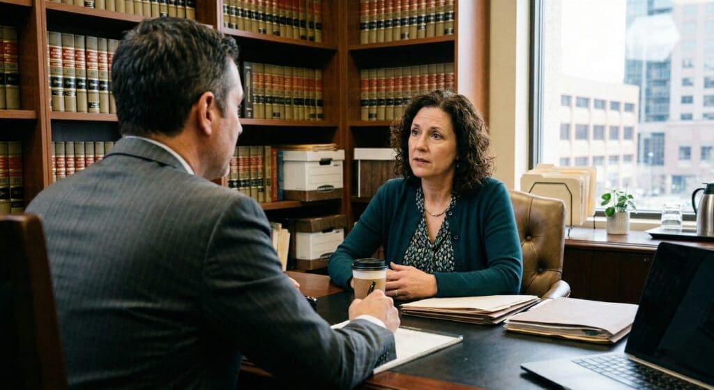 chicago woman meeting with a traffic violations lawyer